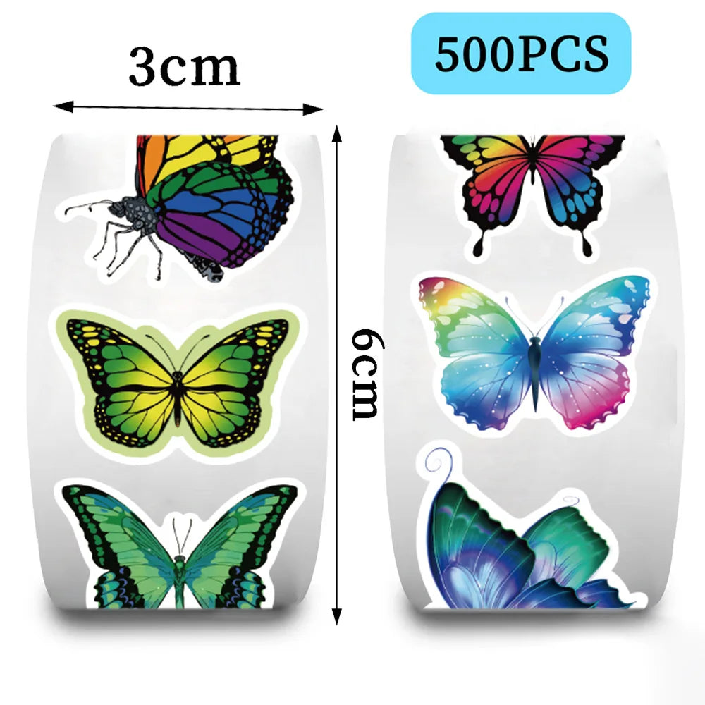 500pcs/roll Butterfly Cartoon Graffiti Stickers DIY Phone Guitar Laptop Notebook Suitcase Waterproof Sticker Kids Toy