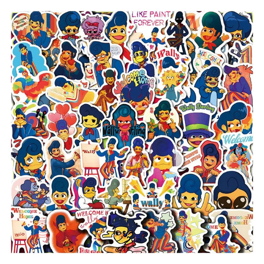 60pcs Wally Darling Cartoon Stickers for Laptop, Phone, Car, Scooter, Suitcase, Water Bottle, Stationery, Refrigerator Decoration