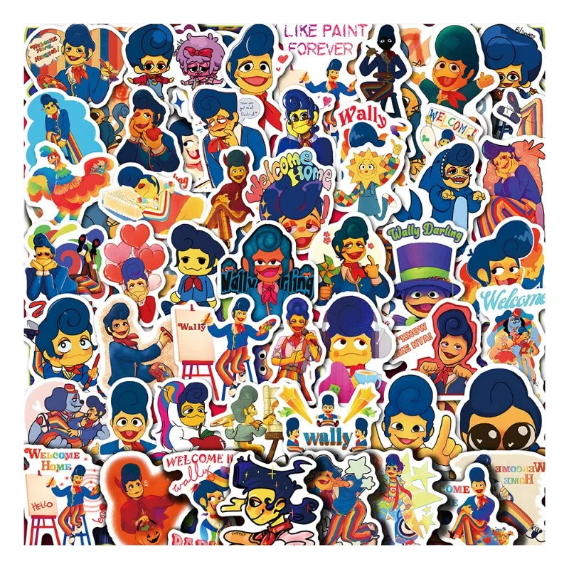 60pcs Wally Darling Cartoon Stickers for Laptop, Phone, Car, Scooter, Suitcase, Water Bottle, Stationery, Refrigerator Decoration