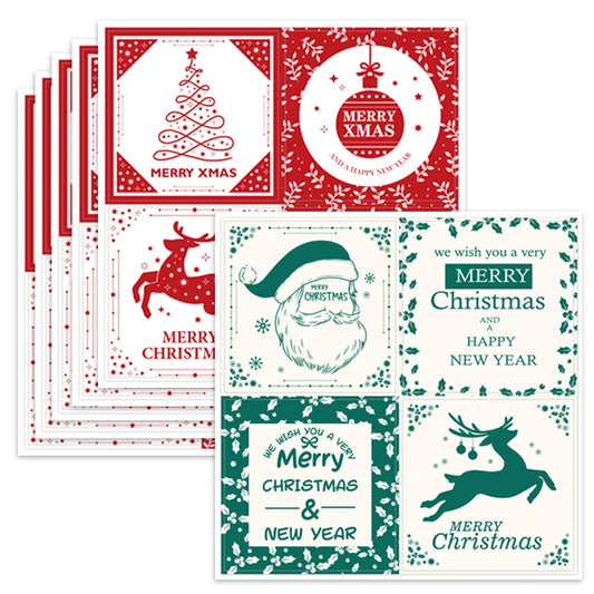 40-100pcs Square Merry Christmas Stickers Seal Labels 5cm Red Santa Claus Labels For Christmas Gift Decorate Sticker