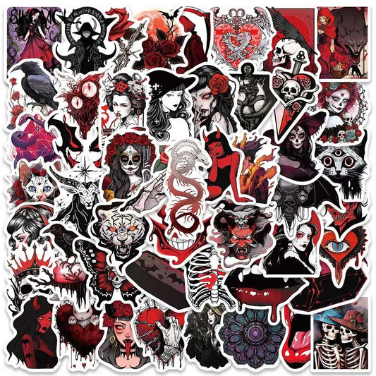 Horror Skull Gothic Art Stickers Pack - Aesthetic DIY Laptop Luggage Decals