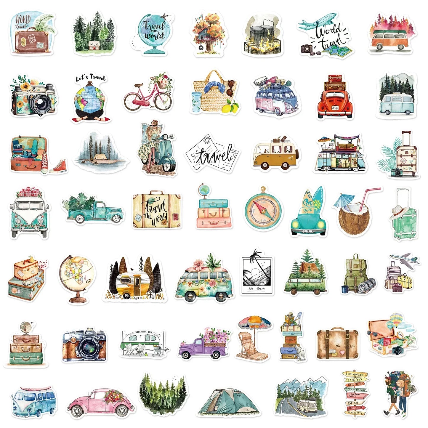 10/50/100pcs Outdoor Hiking Camping Travel Graffiti Stickers Aesthetic DIY Laptop Skateboard Motorcycle Cartoon Sticker Toy