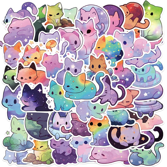 Kawaii Astral Cat Stickers - 10/30/50pcs Cartoon Decals for Laptop, Phone, Suitcase, Diary Decoration