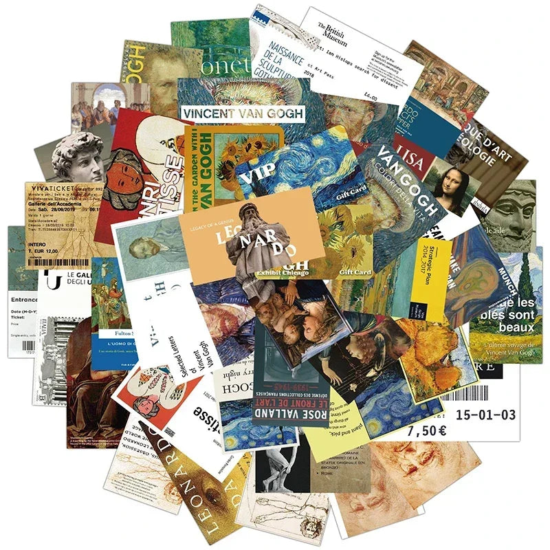 Vintage Oil Painting Stickers Set for Kids (10/30/50PCS)