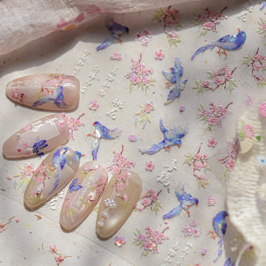 3D Butterfly Bird Nail Art Stickers Decals