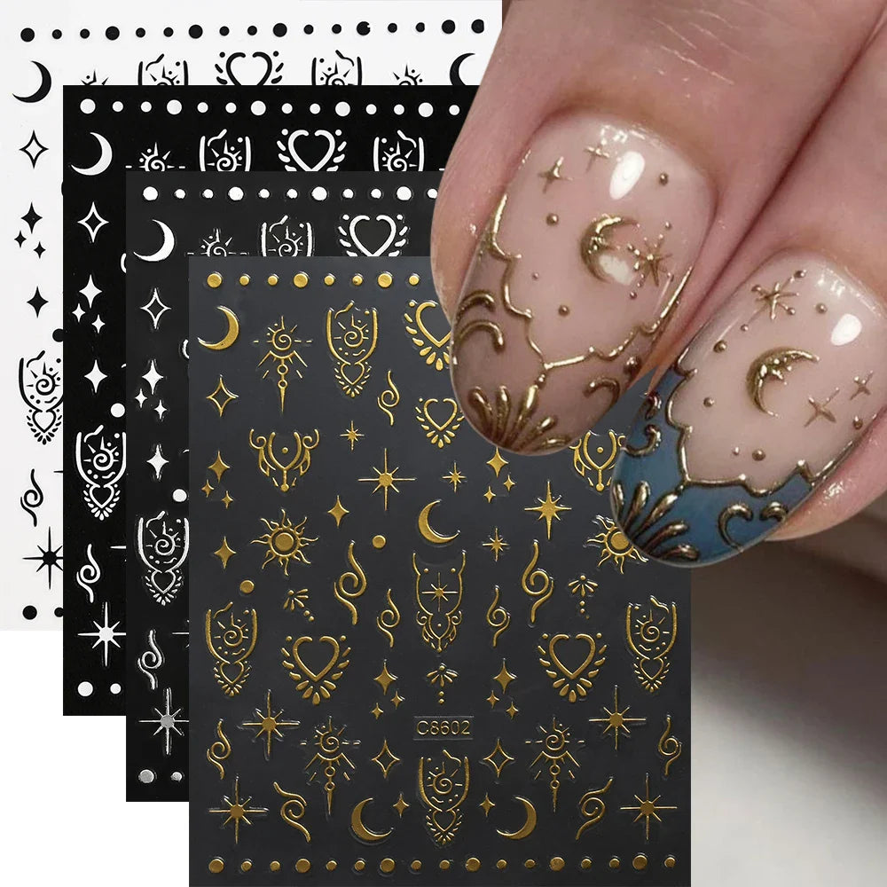3D Butterfly Flower Nail Stickers, Self-Adhesive Decals