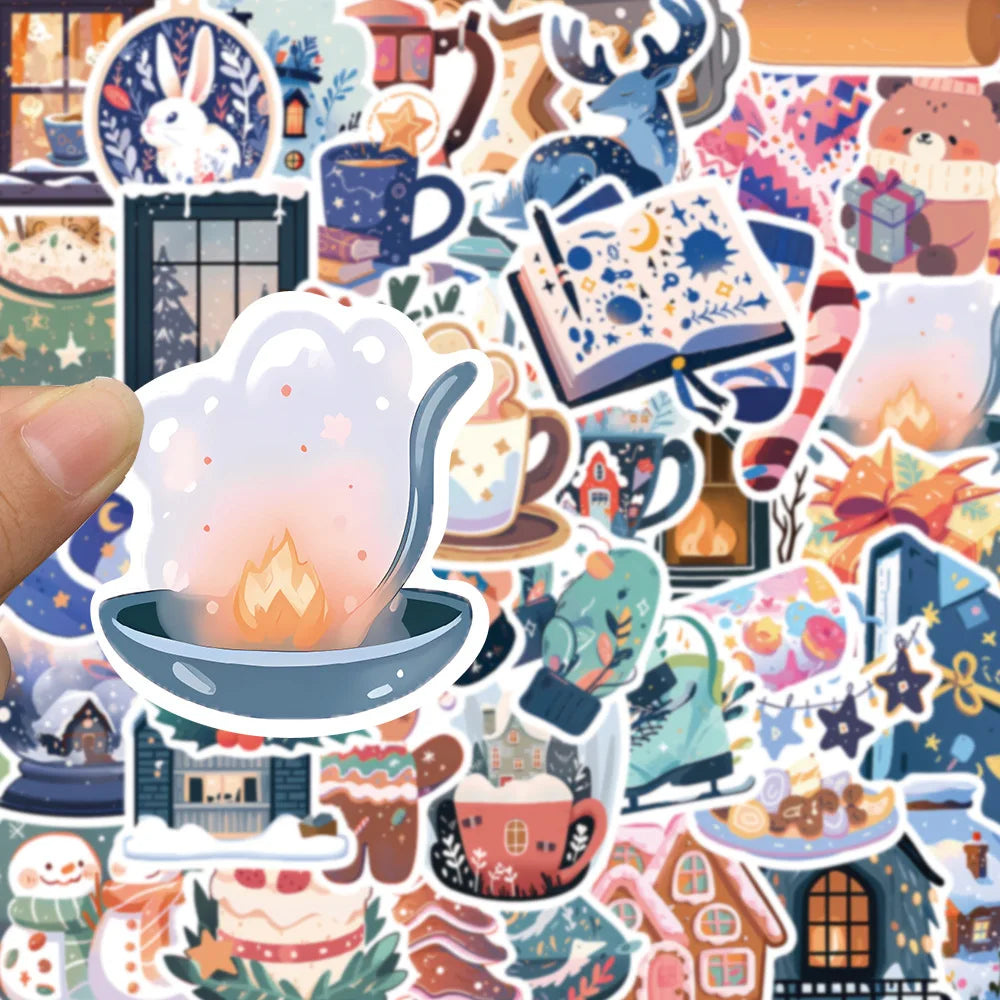 10/30/50PCS Cartoon Winter Christmas Graffiti Stickers Decals DIY Phone Scrapbook Luggage Helmet Kid Toy Cute Waterproof Sticker