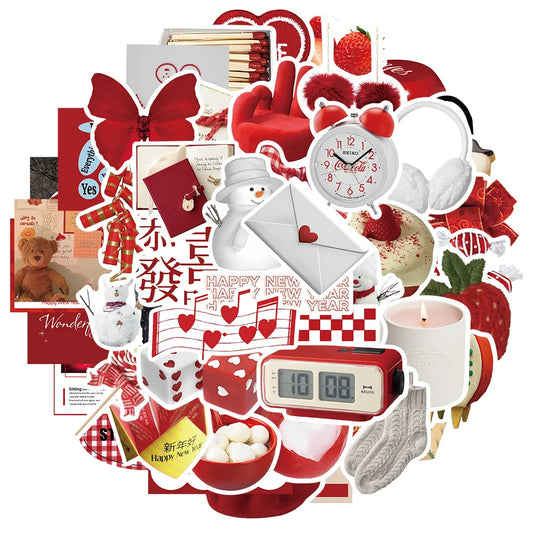 Cartoon New Year Stickers 10/30/50pcs Aesthetic Graffiti DIY Skateboard Phone Fridge Bike Decals
