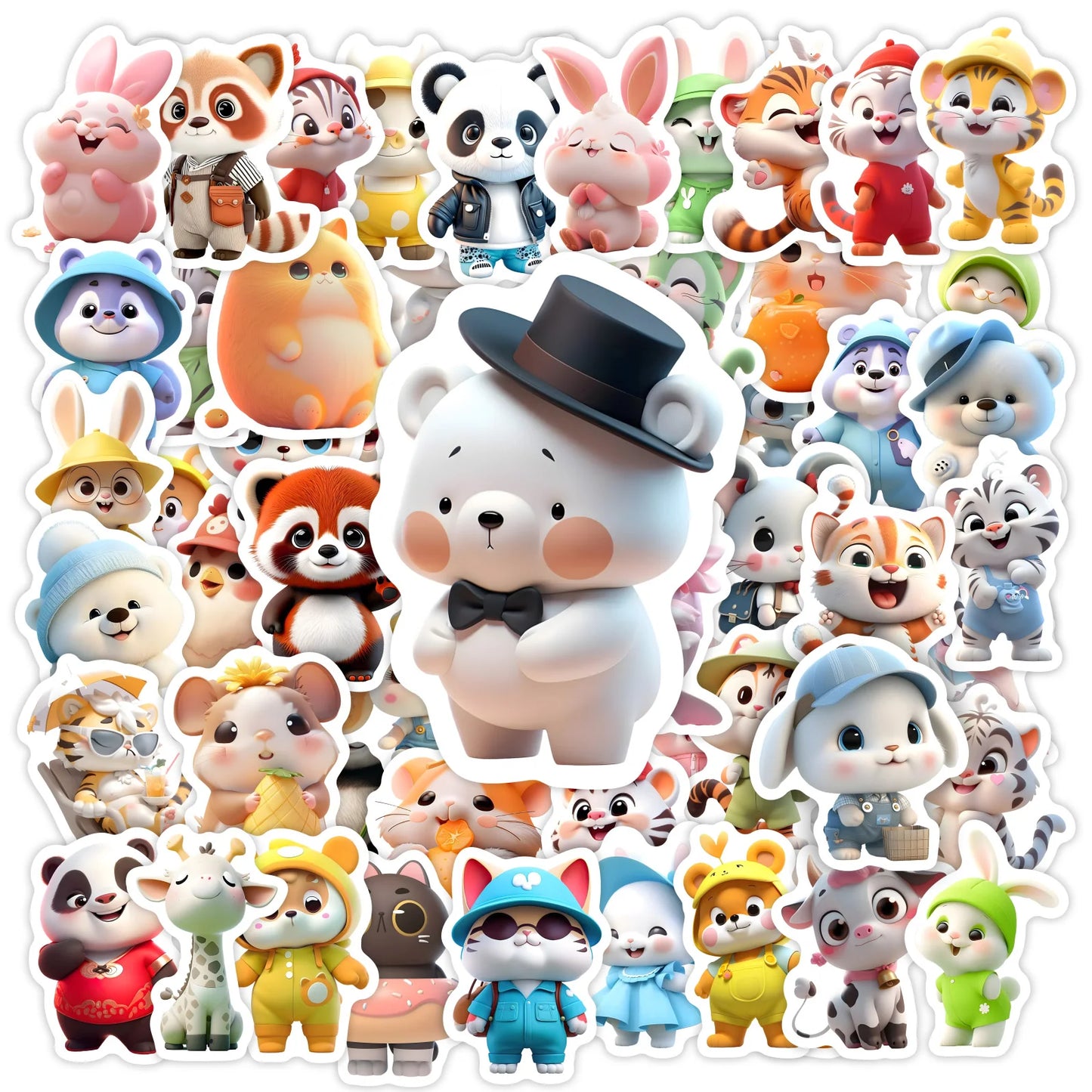 Kawaii Cute 3D Animal Doll Stickers Children DIY Toy Gift Graffiti Decal for Phone Luggage Laptop Bottles Scrapbook Waterproof
