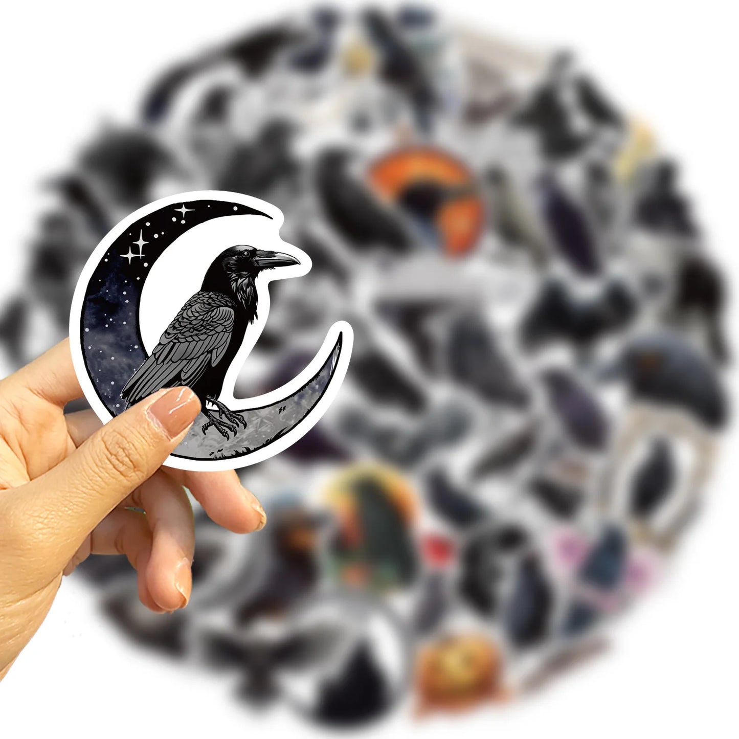 10/30/50PCS Cool Raven Cartoon Stickers Black Animal Sticker Bird in the dark Decals Diary Scrapbook Luggage Laptop Phone Car