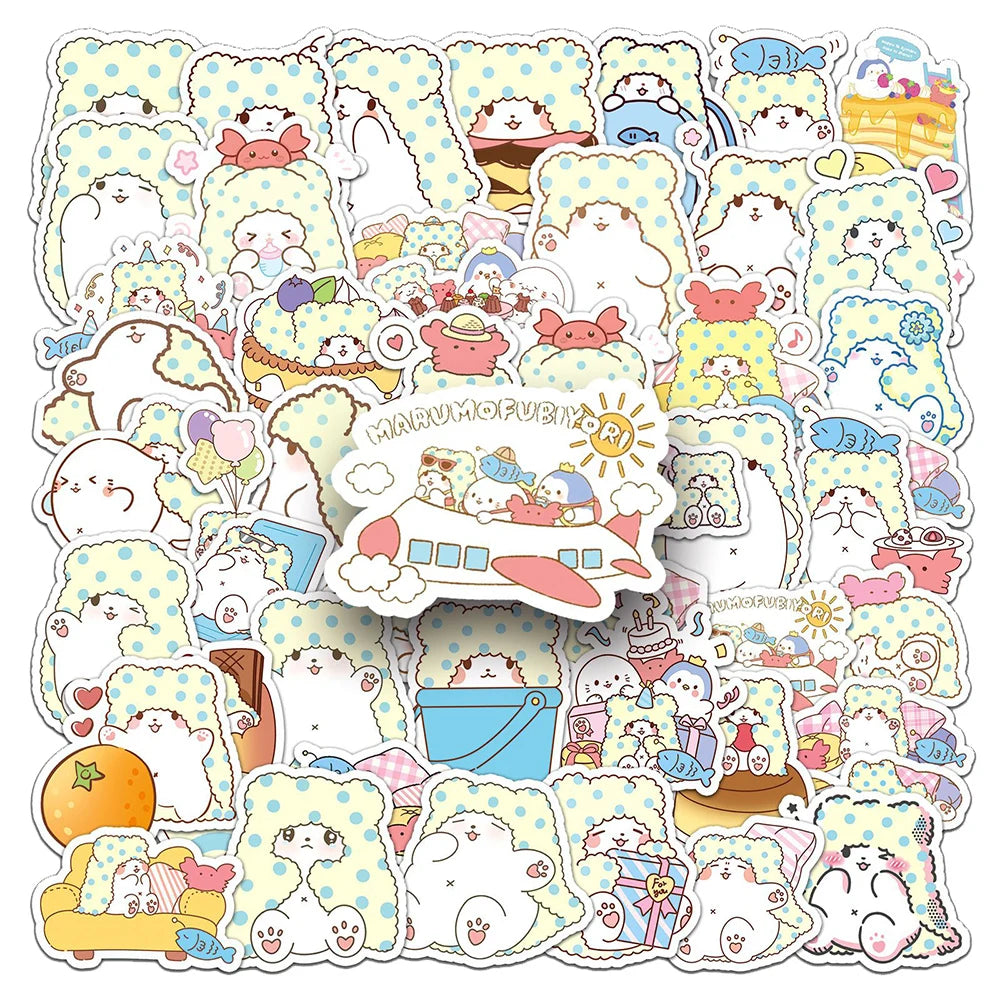 10/30/51pcs Marumofubiyori Moppu Sanrio Anime Stickers Cute Cartoon White Bear Kids Sticker Toys for Phone Notebook Water Bottle