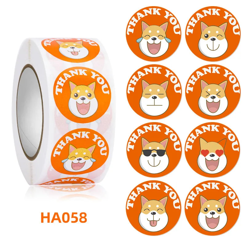 1inch/2.5cm Animal Good Job Cool Stickers Roll for Envelope Praise Reward Student Work Label Stationery Seal Lable