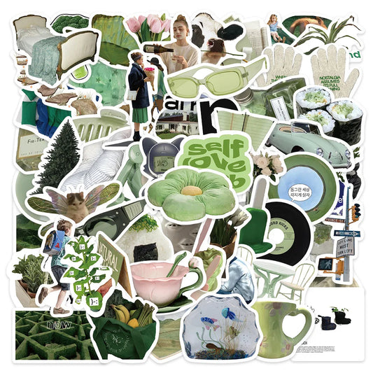 Cute Green Cartoon Stickers 10/30/62pcs Graffiti Decals for Scrapbook Laptop Fridge Bike DIY Kids
