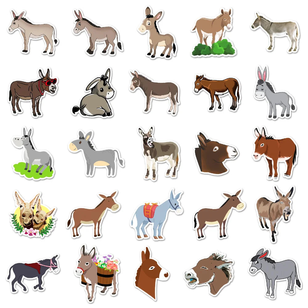 50Pcs The donkey Stickers DIY Helmet Skateboard Laptop Motorcycle Graffiti Sticker Decals Kids