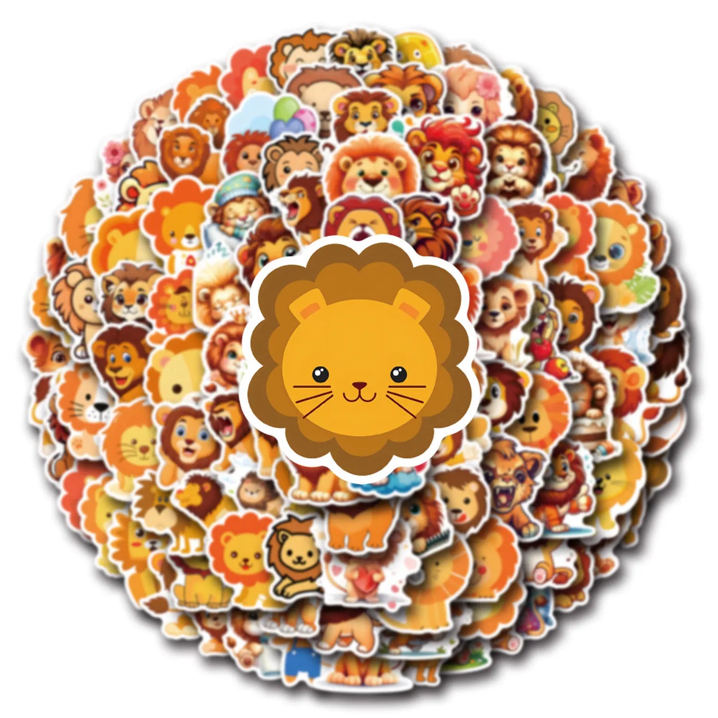 10/30/50/110PCS Kawaii Cartoon Lion Stickers Graffiti Decals Scrapbook Luggage Laptop Phone Car Bike Skateboard Animal Kids Toy