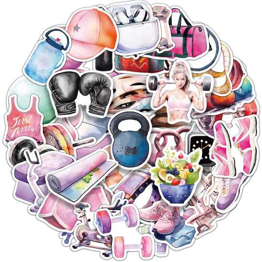 50pcs Fitness Graffiti Stickers for Water Bottles & Laptops
