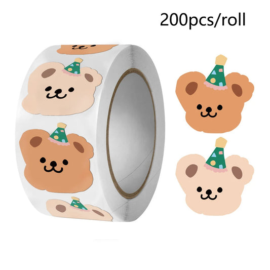 50-200Pcs Cute Little Bear Stickers  Whole Paper Adhesive Tape INS Korean Simplified Sealing Sticker Packag Decor Lables