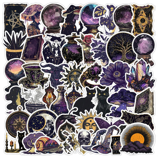 50pcs Black Magic Graffiti Stickers for Helmet, Wall, Desktop Decoration