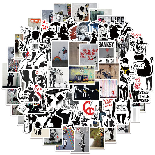 Banksy Graffiti Cartoon Stickers Waterproof DIY Notebook Luggage Suitcase Toy