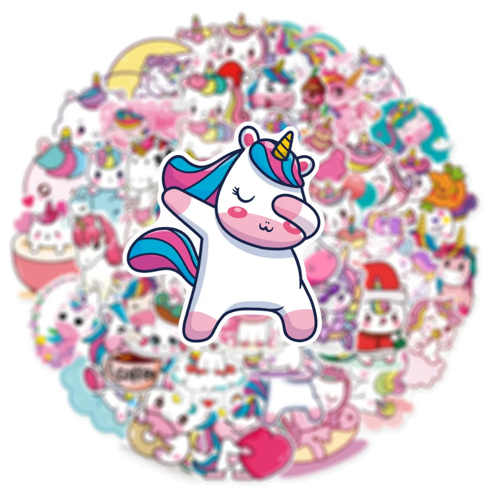 10/50Pcs Cute Cartoon Horse Stickers for Laptop Luggage Phone Car Scooter Funny Vinyl Decal for Kids Girl Children Gift