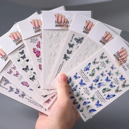 5D Butterfly Nail Stickers: Elegant Self-Adhesive Decals