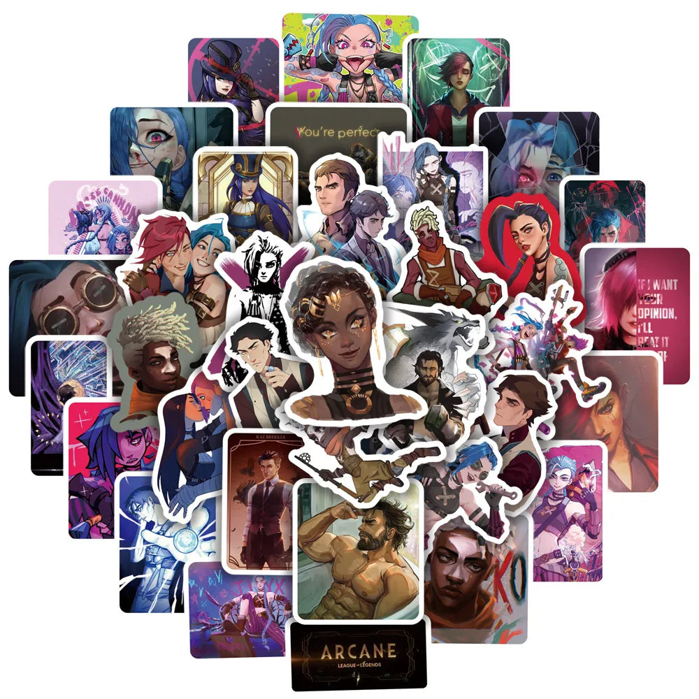 Arcane Anime Stickers Decals for Laptop, Luggage, Guitar, Phone, Car - Waterproof, 10/30/50pcs