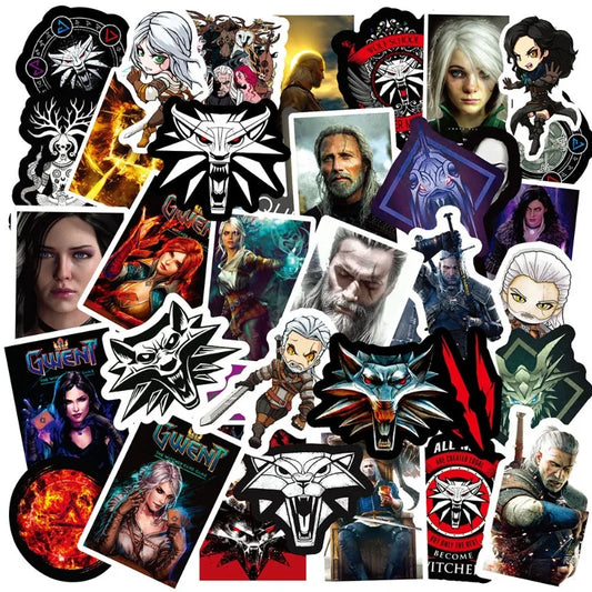 50pcs Witcher Game Stickers for Luggage, Water Bottles, Phones, Laptops, Scooters, Refrigerators