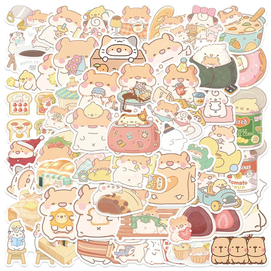 50PCS Kawaii Hamster Stickers Cartoon DIY Stationery Sketchbook Laptop Diary Scrapbook