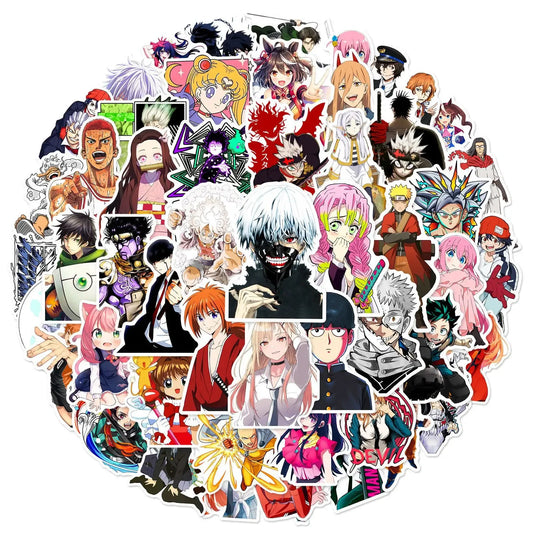 50Pcs Anime Stickers Waterproof Decals for Laptop, Motorcycle, Luggage, Phone