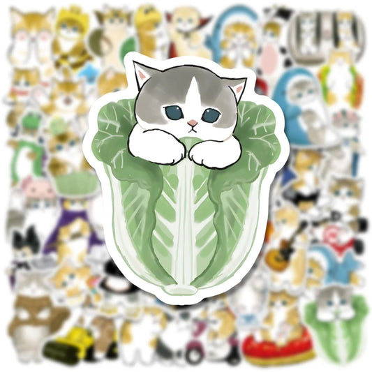 Cute Cat Stickers Pack for Laptop, Luggage, Skateboard, DIY, Kids Gift