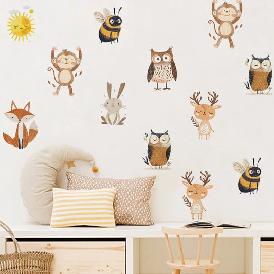 Cute Cartoon Monkey Rabbit Nursery Wall Stickers Kids Room Decor Decals