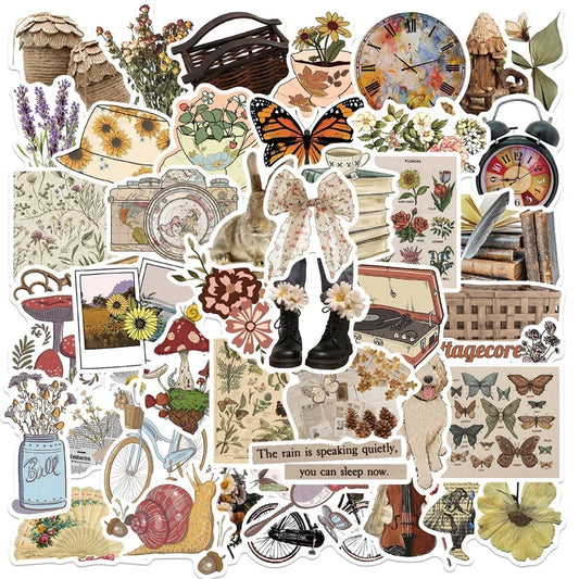 Vintage Aesthetic Stickers Set - Kids Scrapbooking Supplies