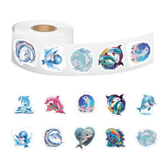 100-500pcs Cute Dolphin Stickers Reward Stickers Kids Toys DIY Scrapbook Party Gift Decoration Label Stationery Sticker