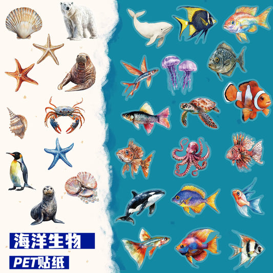 50PCS Marine Life Waterproof Stickers for Laptops & Phones