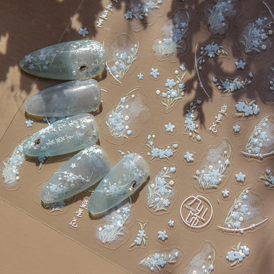 Bluestar Amsonia Floral 5D Nail Art Stickers Decals