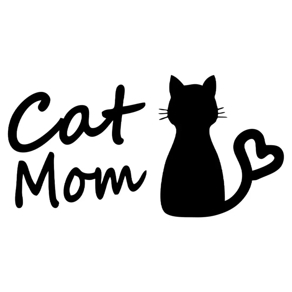 Cat Mom Car Sticker FunnyVinyl Deca Decor Black Silver for FiatStickers