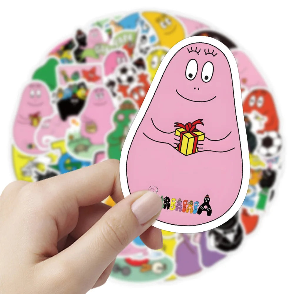 10/52Pcs Cute Les Barbapapa Stickers Skateboard Guitar Suitcase Freezer Motorcycle Classic Toy Decal Funny Sticker