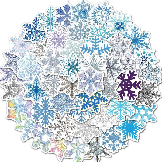 Christmas Snowflake Stickers for Window, Suitcase, Skateboard, Laptop, Luggage, Phone - 10/30/50Pcs