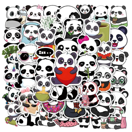 50pcs Panda Graffiti Stickers for Helmet, Desktop, Wall Decoration, DIY Pack Wholesale
