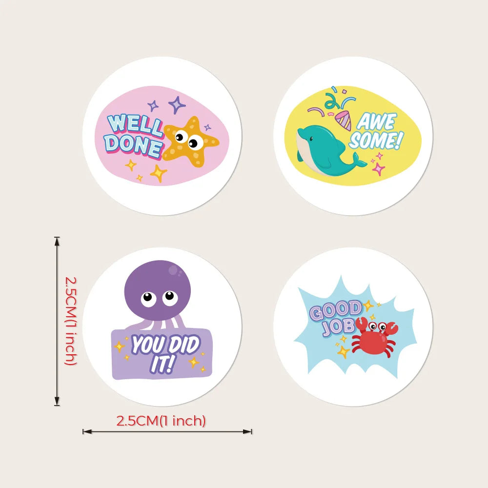 100-500pcs Cartoon Reward Stickers For Children School Encouragement Toy Gift Baking Party Decoration Label Stationery Sticker