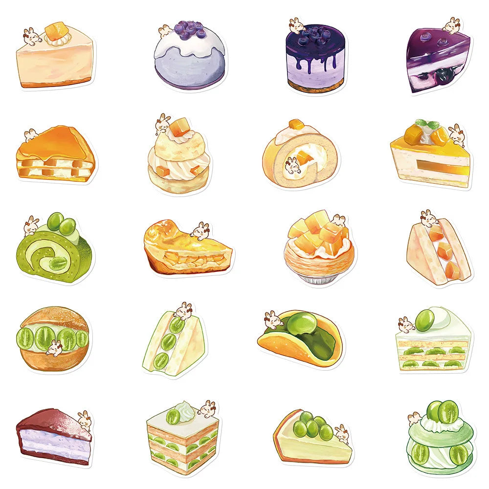 Cute Cartoon Food Cake Dessert Bunny Sticker Packs