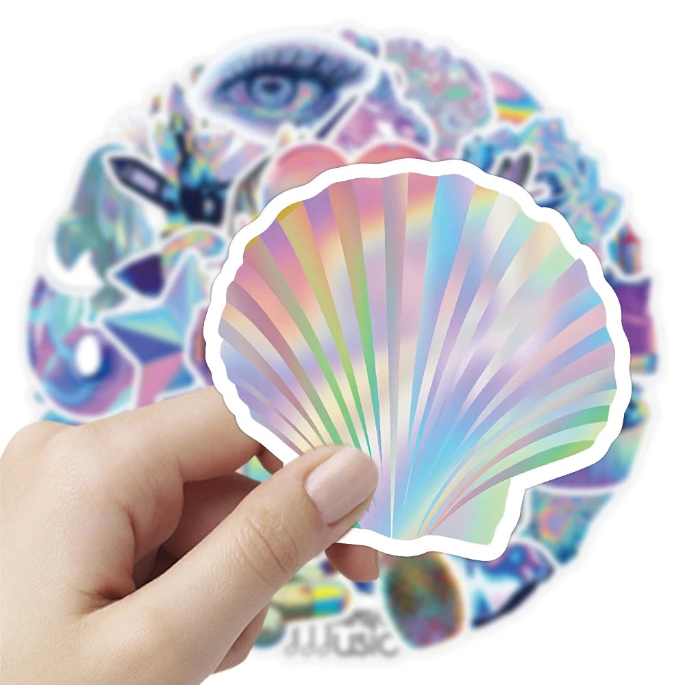 10/30/53pcs VSCO Holographic Laser Cartoon Waterproof Stickers Decoration Stationery Laptop Phone Suitcase Scrapbook Sticker Toy