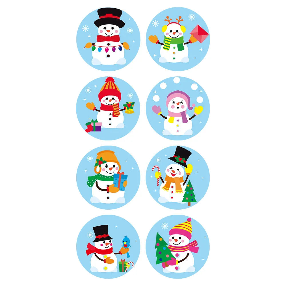 100-500pcs Snowman Merry Christmas Stickers Seal Labels For Gift Card Box Package Thank You Label Sealing Stickers Stationery