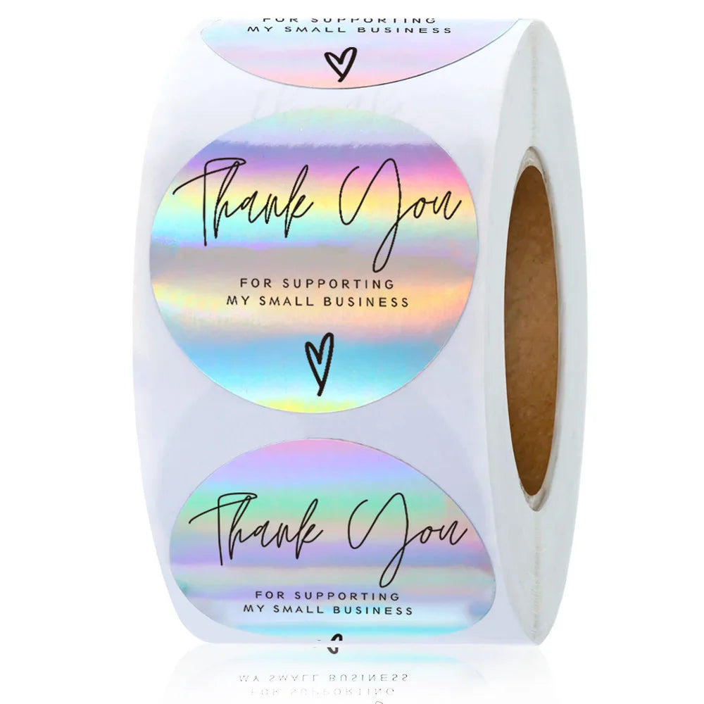 100-500PCS New Thank You Stickers for Business Packaging Stickers Rolling Sticker Roll Merci Small Home Made Lables TZ007-A