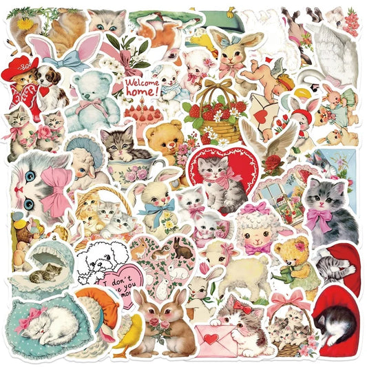Cute Rabbit Cat Stickers 10/30/50PCS DIY Scrapbooking