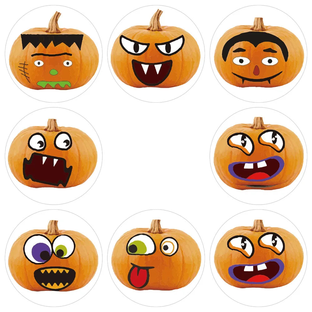 100-500pcs Happy Halloween Party Children Gift Toy Sealing Stickers 1in Pumpkin Pattern Carnival Holiday Decoration book Sticker