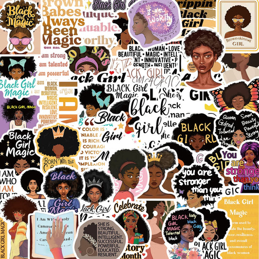 Black Girl Affirmation Stickers - Inspirational, Waterproof, DIY Decoration, Skateboard, Notebook, Graffiti