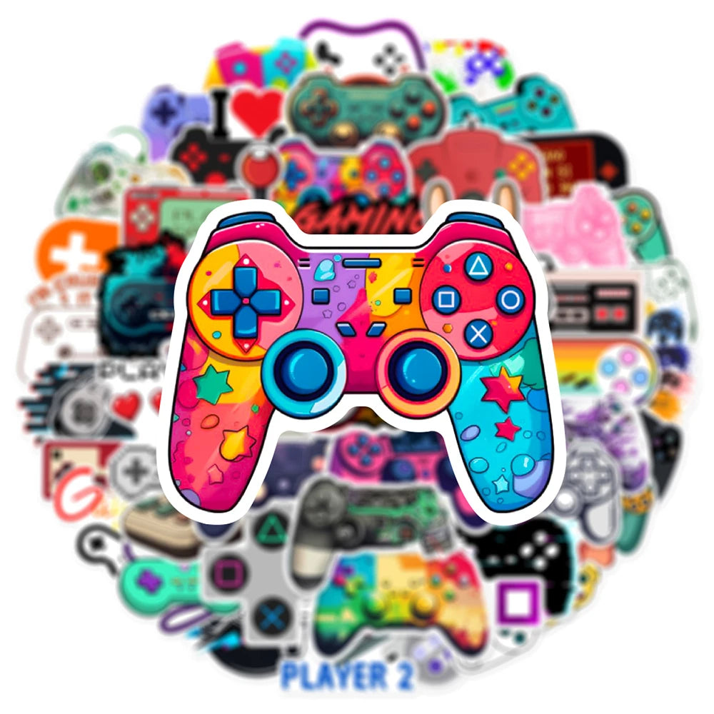 10/30/50PCS Cool Vintage Joystick Gamepad Stickers DIY Skateboard Laptop Notebook Phone Car Bike PVC Waterproof Sticker Kids Toy