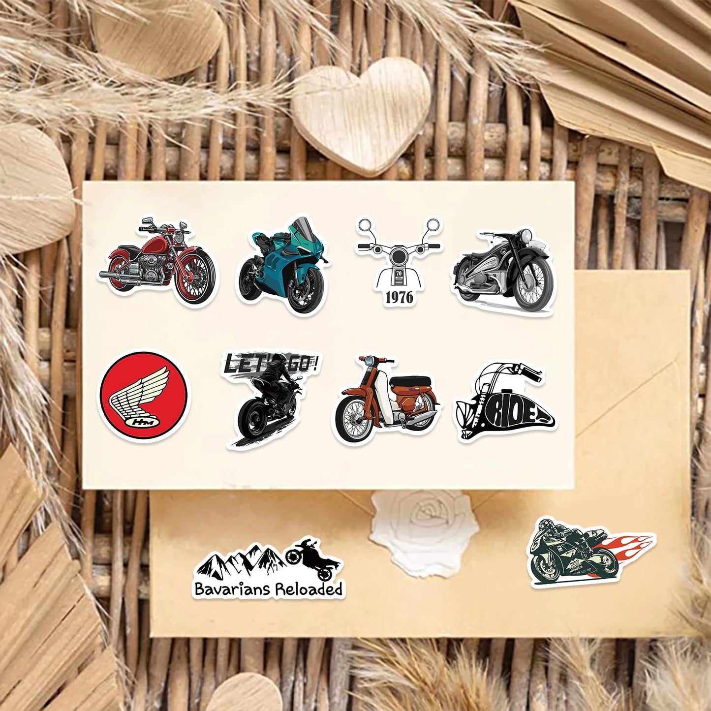 50PCS Motorcycle Sticker Retro Decorative For Guitar Skateboard Computer Harley Motorbike Personalized Graffiti Stickers Pack