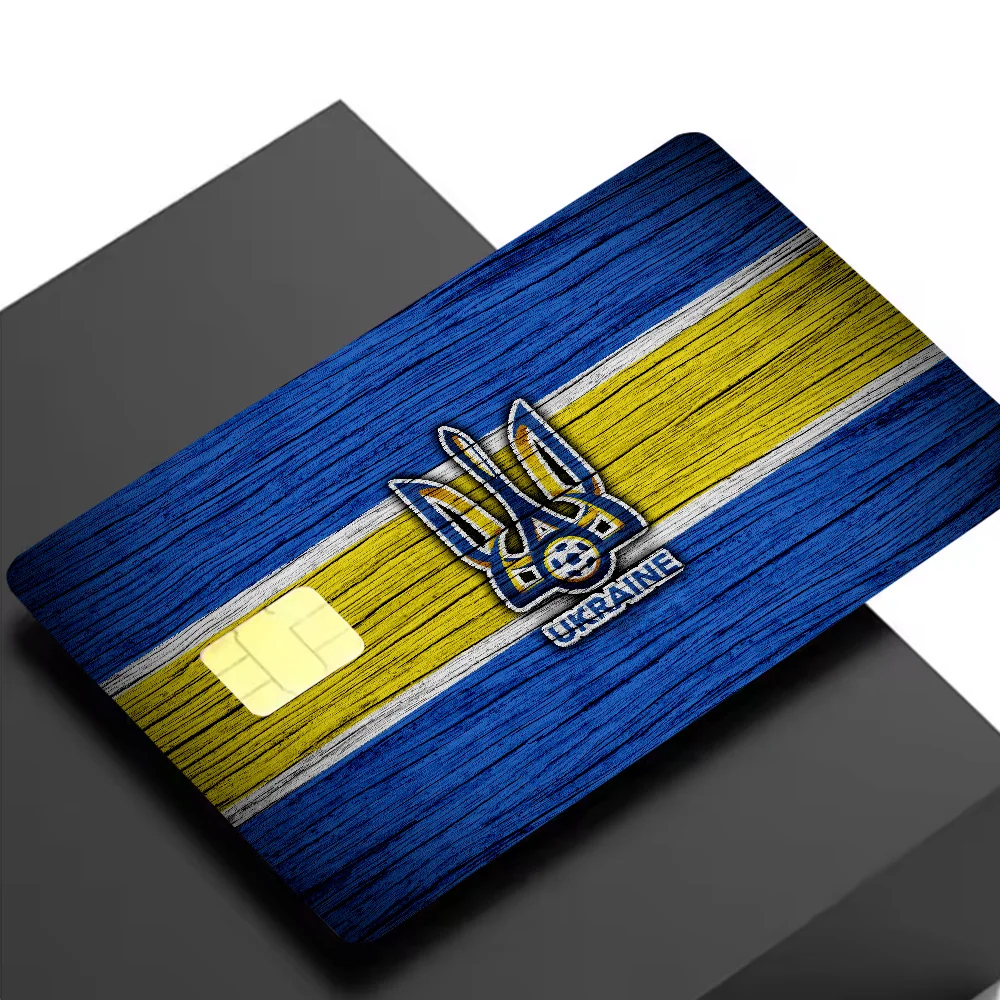 Ukraine Flag Bear Anime Card Skin Sticker
